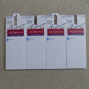 4 PACK OF WOMENS HANES SILK REFLECTIONS SILKY SHEER KNEE HIGHS HOSIERY